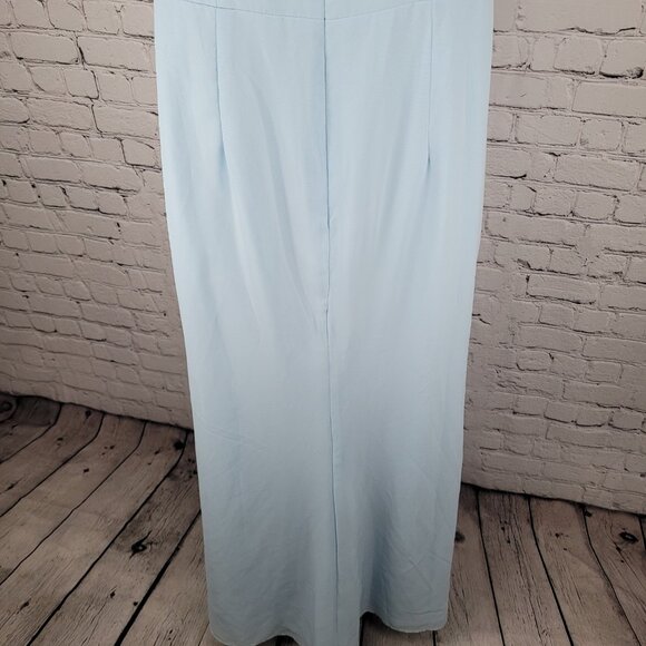 NWT Azazie Sky Blue Empire Waist Chiffon Side Slit Bridesmaid Dress Custom Size - Picture 9 of 16